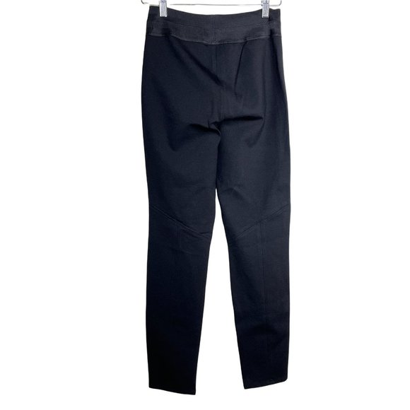 Paige Womens Pants Size Large Solid Black Leather Front Ponte Knit Leggings - Picture 5 of 8